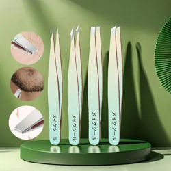 4pcs Precision Stainless Steel Eyebrow Tweezer Set Premium Grooming Kit For Perfect Brow Shaping & Ingrown Hair