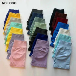 No Logo Scrunch Bum Yoga Shorts Women Low Ribbed Band Gym Shorts Fitness Biker Short Workout Scrunch Butt Yoga Seamless Tights