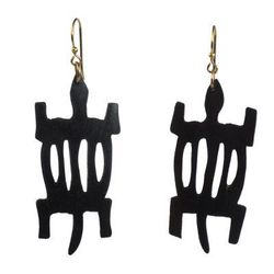 African Denkyem,'Handcrafted Sese Wood Crocodile Earrings from Ghana'