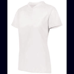 Augusta Sportswear AG1567 Athletic Women's Attain Wicking Two-Button Softball Jersey T-Shirt in White size 2XL | Polyester 1567