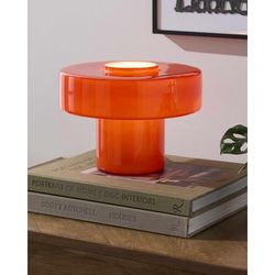 Lauenhagen 7"H x 10"W x 10"D Modern Orange/White/Translucent/Dark Red/White/Translucent Table Lamp - Boutique Rugs