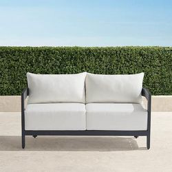 Porticello Loveseat in Matte Black Aluminum - Rain Sailcloth Seagull - Frontgate