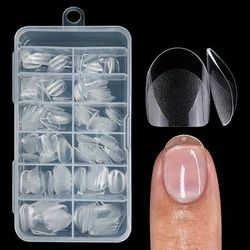TEMU 120pcs Semi- Short Round Head Full Nails, Transparent Oval Shape, Short Length, False Nail Tips For Manicure