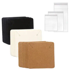 50PCS 5x5cm Blank Kraft Paper Jewelry Display Necklace Cards Hang Favor Label Tag For Jewelry Making Diy Accessories Wholesale