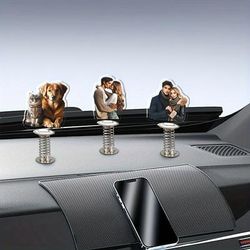 TEMU 1pc/3pcs Customized Acrylic Car Spring Rocker, Shaped Acrylic Car Table Multi-scene Application, Lovers, Pets, Double-sided , According To Photo,