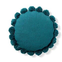 Macey Outdoor Pom Pillow - Blue - Grandin Road