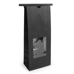 Black Kraft Tin Tie Bag w/ Window 1 lb 4 1/4" x 2 1/2" x 10 1/2" 100 Pack TTW2B