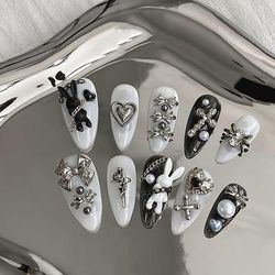 TEMU 10pcs Set Of Sweet Cool Design, Detachable And Reusable Almond-shaped, Parties And Special Occasions