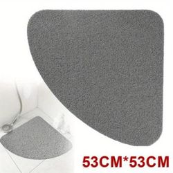 TEMU Non-slip Carpet Shower Mat Semi- Pvc Loofah Bath Mat Quick Drying With Drain Hole Bathroom Floor Mat Non-slip Carpet Light Gray