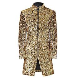 Disco Anni '80 Cappotto Disco Paillettes Costume Per uomo Halloween Mascherata Feste Club Parata dell'Orgoglio Adulti Cappotto Autunno Inverno