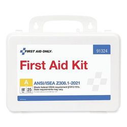 First Aid Only 91324 ANSI 2021 First Aid Kit for 25 People, 94 Pieces, Plastic Case FAO91324