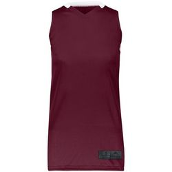 Augusta Sportswear 1732 Athletic Women's Step-Back Basketball Jersey T-Shirt in Maroon/White size Small | Polyester