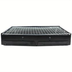 TEMU 1pc Stainless Steel Folding Bbq Charcoal Grill For Outdoor Cooking - Portable, And Easy To Assemble With Adjustable Legs & Side Shelf - Garden Picnics, Camping, And Backyard Barbecues