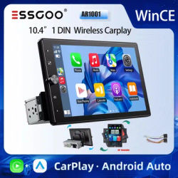 ESSGOO Universal 10.4" Rotatable 90° Touchscreen Single DIN Car Stereo Radio Wireless Carplay Android Auto USB AUX TF FM SWC BT