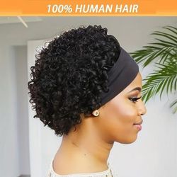TEMU 150% Density Hair Short Curly Bob Wig - Natural Black, Glueless Headband Style, Full Machine Made, Cap, Casual Attire, Realistic Hairpiece | Natural Hairline Wig | Wig