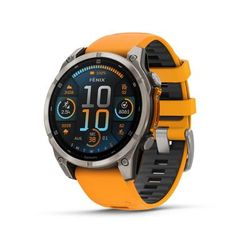 Garmin fenix 8 AMOLED 47mm GPS Watch Sapphire Titanium with Spark Orange/Graphite Silicone Band 010-02904-10
