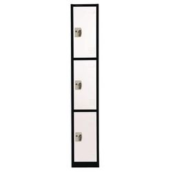 AdirOffice Steel Storage Locker, 3 Compartment, 12 x 12 x 72, Black Body/White Doors (ALHI629203BW)