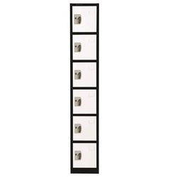 AdirOffice Steel Storage Locker, 6 Compartment, 12 x 12 x 72, Black Body/White Doors (ALHI629206BW)