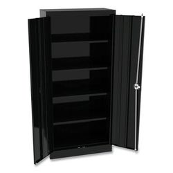 Alera CM6615BK Space Saver Storage Cabinet, Four Fixed Shelves, 30w x 15d x 66h, Black ALECM6615BK