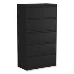 Alera HLF3667BL Lateral File, 5 Legal/Letter/A4/A5-Size File Drawers, Black, 36" x 18" x 64.25" ALEHLF3667BL