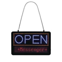 Alpine Industries LED Programmable Message Board Open Sign, 22 x 13, Black Frame, Blue/Red Graphics (ALHALP49710)