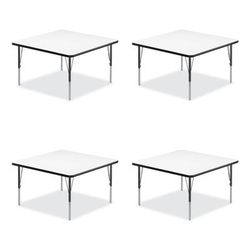Correll® 4848DE80954P Markerboard Activity Tables, Square, 48" x 48" x 19" to 29", White Top, Black Legs, 4/Pallet CRL4848DE80954P