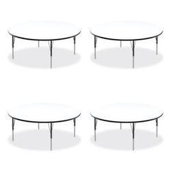 Correll® 60DERD80954P Markerboard Activity Tables, Round, 60" x 19" to 29", White Top, Black/Silver Legs, 4/Pallet CRL60DERD80954P