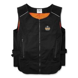 Ergodyne 12135 Chill-Its 6260 Lightweight Phase Change Cooling Vest w/ Packs, Cotton/Polyester, Large/XL, Black, Ships in 1-3 Business Days