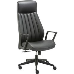 Lorell 41841 High-Back Bonded Leather Chair - Bonded Leather Seat - Bonded Leather Back - High Back - Black - Armrest - 1 Each LLR41841