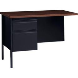 Lorell 60924 Single Pedestal Rtn Desk, LH, 42" x 24" x 29-1/2", Black Walnut LLR60924