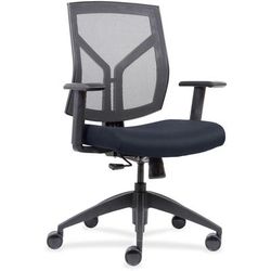 Lorell 83111A204 Mid-back Chair, Mesh Back, 26-1/2" x 25" x 45", Dark Blue Fabric LLR83111A204