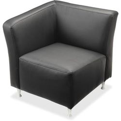 Lorell 86918 Lounge Chair with Right Arm, Leather, 26-3/4" x 29" x 29-1/2", Black LLR86918