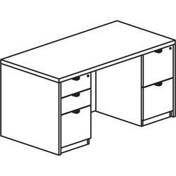 Lorell PD3060DPGE Prominence 2.0 Gray Elm Laminate Desk Unit - 60" x 30" x 29" , 1" Top, 0.1" Edge - 5 x File Drawer LLRPD3060DPGE