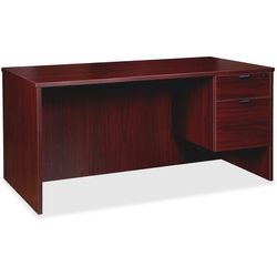 Lorell PD3066QRMY Right-pedestal Desk, B/F, 66" x 30" x 29", Mahogany LLRPD3066QRMY