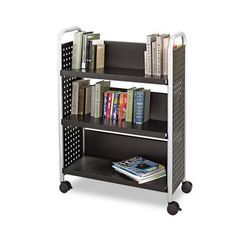 Safco 5336BL Scoot Book Cart, Three-Shelf, 33w x 14.25d x 44.25h, Black SAF5336BL
