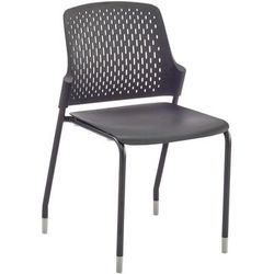 Safco Next Stack Chair, Black Polypropylene Seat, Black Polypropylene Back, Tubular Steel Frame, Four-legged Base, 4/Carton (SAF4287BL)