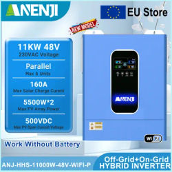11KW Hybrid Solar Inverter 6.2KW 5KW 48V 230V Pure Sine Wave Off/On Grid Inverter PV 500V 160A MPPT Solar Charger Dual PV Input