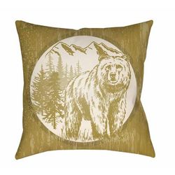 Rajni 16" Square Cottage Mustard/Beige/Pearl/Tan/Dark Brown Outdoor Throw Pillow - Boutique Rugs