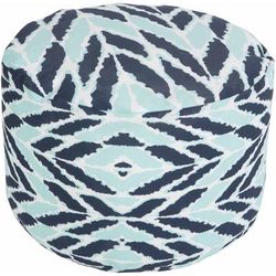 Kalanwali 13"H x 20"W x 20"D Navy/Aqua Outdoor Pouf - Boutique Rugs