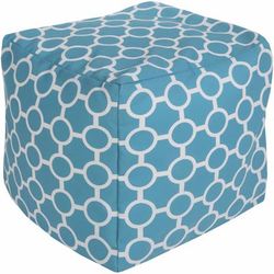 Marktzeuln 18"H x 18"W x 18"D Coastal Aqua/Light Gray Outdoor Pouf - Boutique Rugs