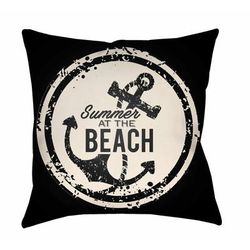 Woodcrest 16" Square Coastal Pillow plush Off White/Onyx Black/Smoke/Gray/Dark Gray/Pearl/Jet Black Outdoor Throw Pillow - Boutique Rugs