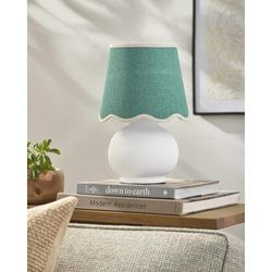 Theisseil 13"H x 8"W x 8"D Cottage White/Green/Translucent Table Lamp - Boutique Rugs