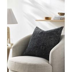 Brylee 18" Square Cotton Charcoal/Slate Blue/Graphite Throw Pillow - Boutique Rugs