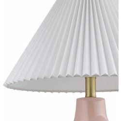 Nassandres 23"H x 17"W x 17"D Traditional Pink/White/Metallic - Brass/Translucent Table Lamp - Boutique Rugs