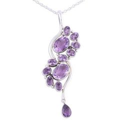 Sparkling Spiral,'Amethyst and Sterling Silver Pendant Necklace from India'