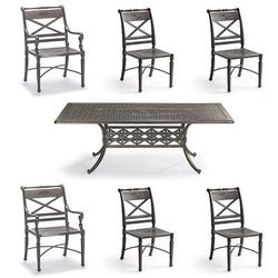 Carlisle 7-pc. Cast-Top Rectangular Dining Set In Slate Aluminum With Side Chairs - Frontgate