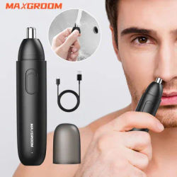 MAXGROOM Rechargeable Nose Hair Trimmer for Men 360 Rotating Dual-Blade Electric Shaver Eyebrows Nose Hair Trimmer Painless Safe