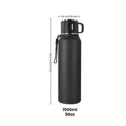 TEMU Newest Stainless Steel Insulated Bottle With Cup – Vacuum Insulated For Hot And Cold Drinks, 24-hour Insulation For Commute, Travel, Outdoor Activities