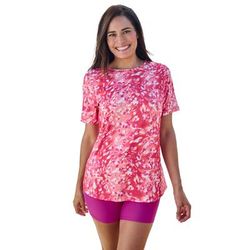 Plus Size Women's The Swim Tee by Swim 365 in Cherry Animal Abstract (Size 22/24) Rash Guard