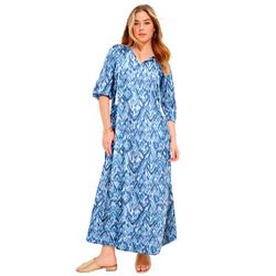 Plus Size Women's Boho Maxi Dress by June+Vie in Painter's Dots Blue (Size 18/20)